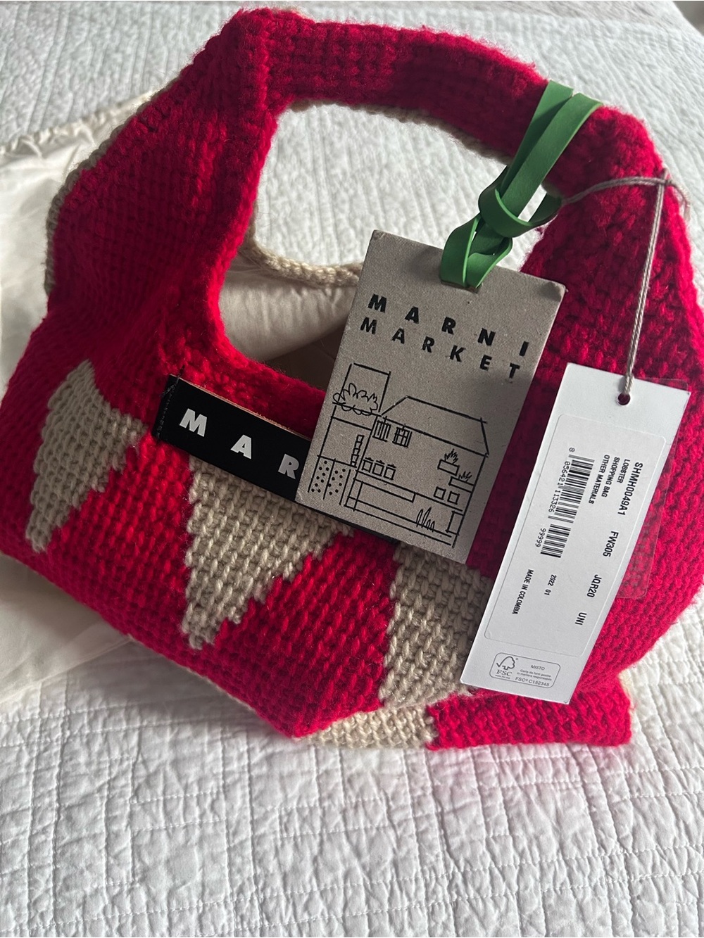 Marni Red and Cream Crochet Crossbody Bag - Picture 11 of 14
